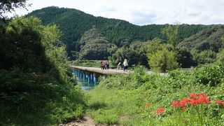 河口に近く長い、佐田沈下橋 ♪