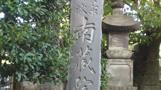 第３代将軍徳川家光がたびたび訪れたという南蔵院は、山吹の里の碑の北側にあります。