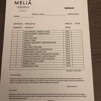 ミニバーのリストです