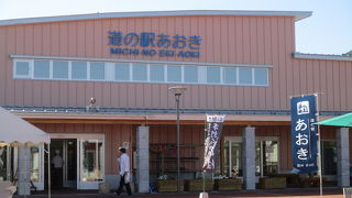 道の駅あおきにある農産物直売所では、主に地元産の新鮮な野菜や果物が売られていました。