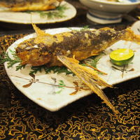 夕食　トビウオのから揚げ