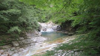 白い岩と青い水