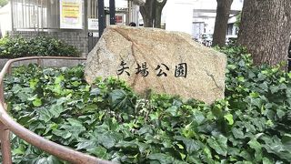 都会の中の公園。