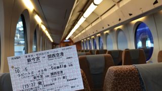 見た目はアニメに出てきそうな鉄仮面!　内部は快適なシートで関空までの40分の列車旅♪