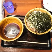 ラー油つけ汁蕎麦