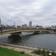 上から見るとⅩ字に隅田川に架かる歩行者専用の橋です。