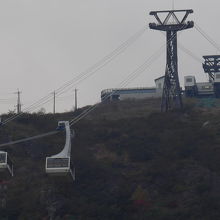 のぼりとくだりが交差するロープウェイ