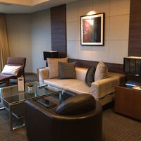 リビングエリアにはソファと安楽椅子が設置されています