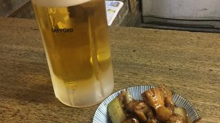 もつ焼き、焼鳥を生ビールで！