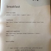 朝食メニュー。英国式を選択した。