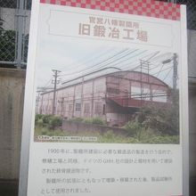 眺望スペースに一応設置されている旧鍛冶工場の写真の様子