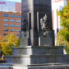 正面は獅子、側面は龍の面になっています