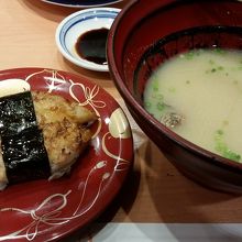 焼き穴子と貝汁