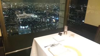 素晴らしい夜景を見ながらのディナーです