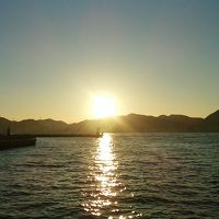 ホテル前の朝日