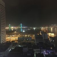 釜山港大橋が見える。