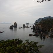 海上アルプスの奇岩を陸から見学