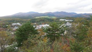 岳温泉街と安達太良山を眺める