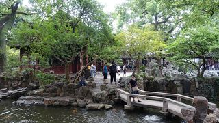 上海の街中で、美しい庭園がみられる