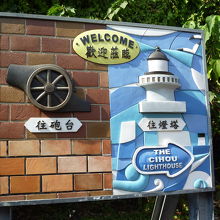灯台と砲台の看板