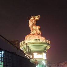 ライトアップされた鰲躍龍翔