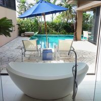 プライベートプールを眺められるバスルーム