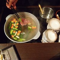 朝食です、しゃぶしゃぶを作ってもらいました