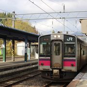 院内駅と一体となった院内銀山の資料館　無料レンタサイクルもありました