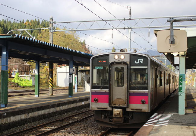 院内駅と一体となった院内銀山の資料館　無料レンタサイクルもありました