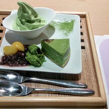 抹茶チーズケーキ・抹茶ソフトクリーム・抹茶わらび餅