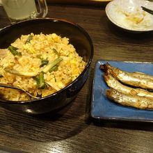 ししゃも、行者にんにくチャーハン