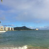 ホテル併設ビーチからダイヤモンドヘッド