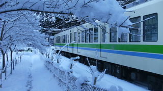車窓の雪景色がすばらしい