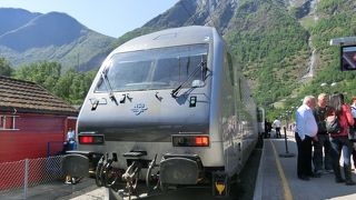 標高差865mの下の終点の駅でフィヨルド遊覧船が出ます