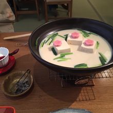 朝食の豆乳湯豆腐♪