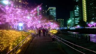 目黒川沿いの小さな水辺広場