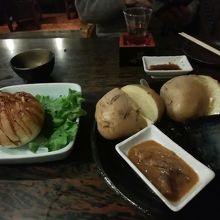 ジャがバターとオニオンフライ