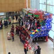 新庄駅に山車の展示