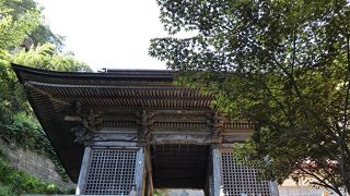 てっぺんまであと少しのところにあるヒノキの門