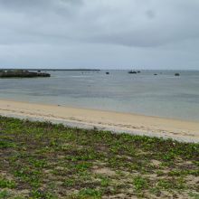 沖にポツポツ見える岩が津波石