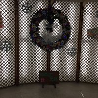 クリスマスカラーに染まったエントランス