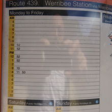 帰りのバスの時刻表