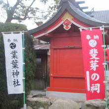 本殿側から見た斐芽の祠裏側の様子