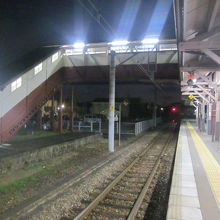 ホーム側から眺めた跨線橋の様子