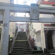 丸山公園側からはこの鳥居の石段を上がるので迷いません