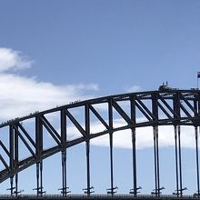 ハーバーブリッジを登るひとたちがみえます