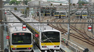 太宰治も通ったと言うJR車両基地に架かる歩道橋。