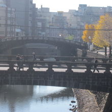 橋から眺めるすすき原橋（手前）と東新橋（奥）の様子（下流側）