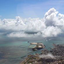 離陸時に、少し見えた石垣島の市街中心部