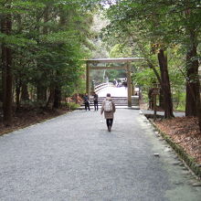 この橋を渡った先にあります